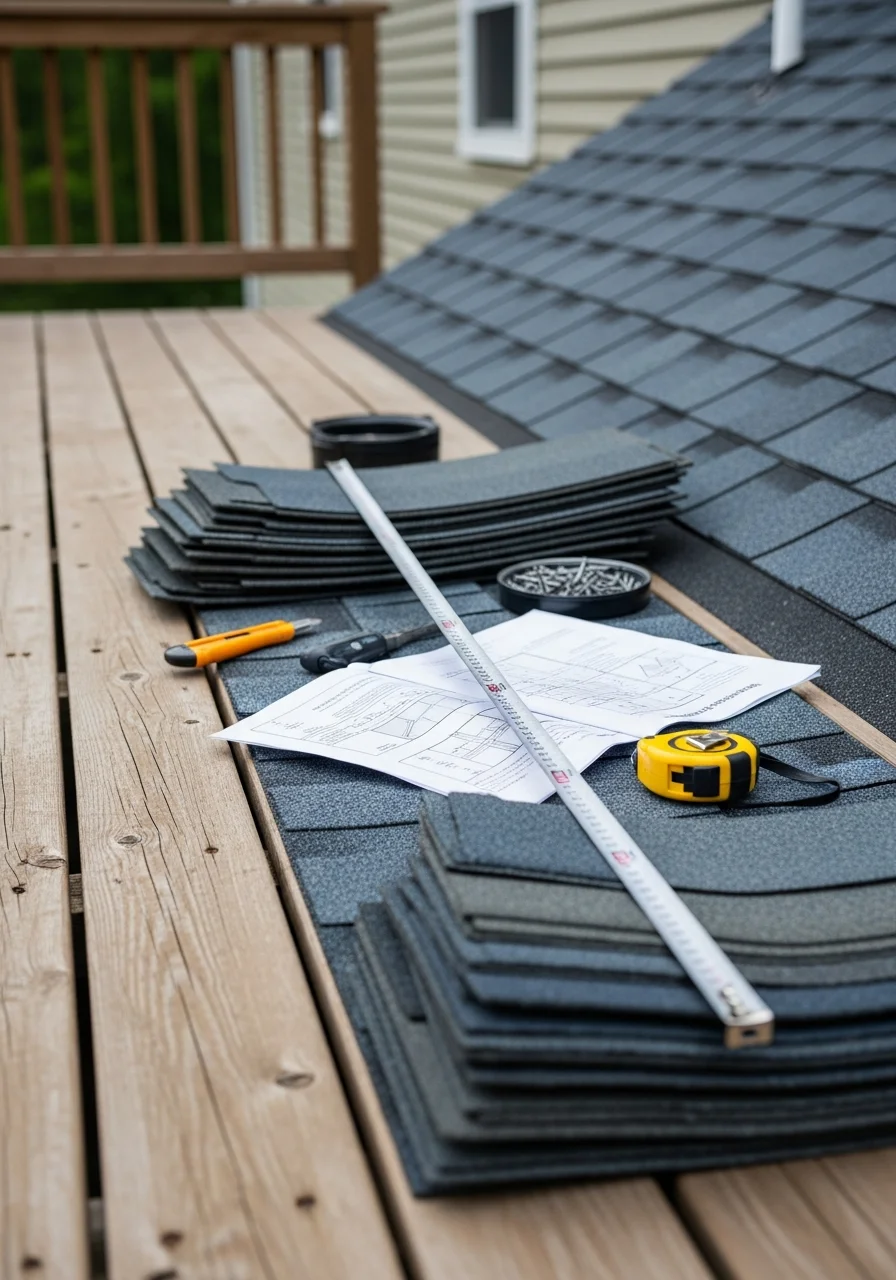 Close-up of a homeowner and contractor reviewing project plans on a tablet outside a residential property in the Burlington area.
